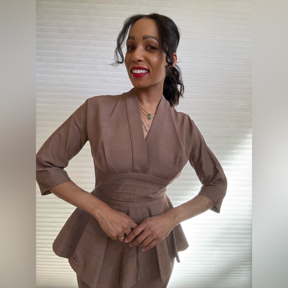 Emil of California Brown Pleated Work Dress